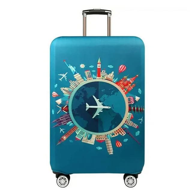 Husa de Protectie pentru Valiza, Verde, Model Avion si Monumente, 33L-35L