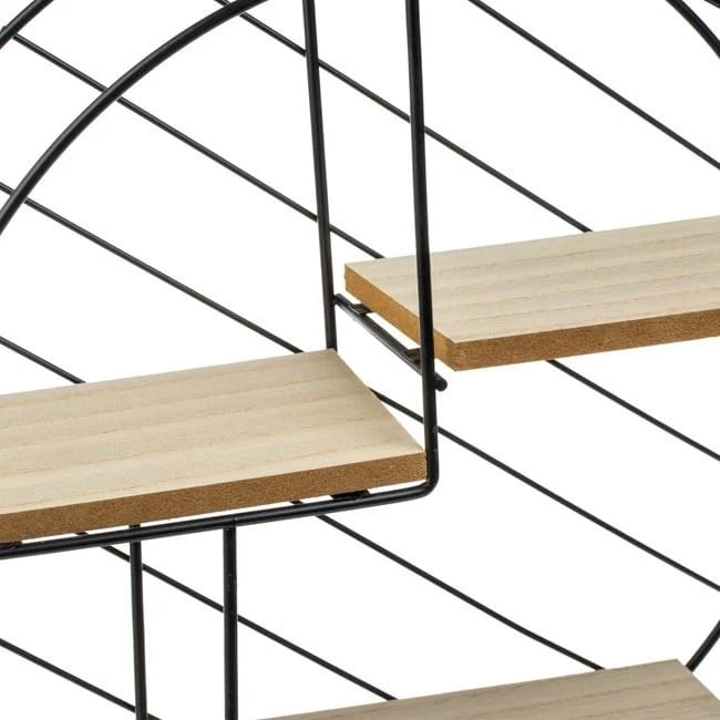 Raft Decorativ Rotund, cu 3 Nivele din Lemn, metal, 30x9 cm — imaginea 4