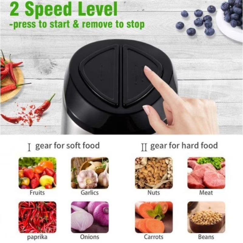 Tocator electric pentru carne si legume, 300W, 4 lame din otel inoxidabil, Capacitate 3L, din Inox, Argintiu - imagine 4