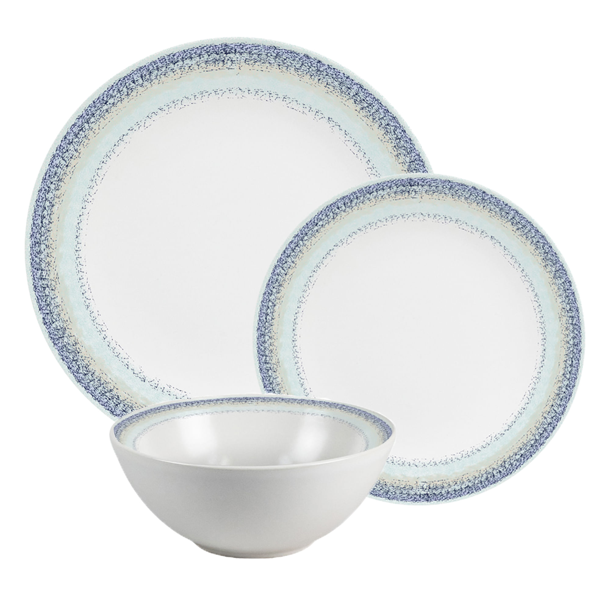 Set farfurii 18 piese, 6 persoane, set cu bol- Ensemble Bella Blu - Set Veselă Italiană Porțelan