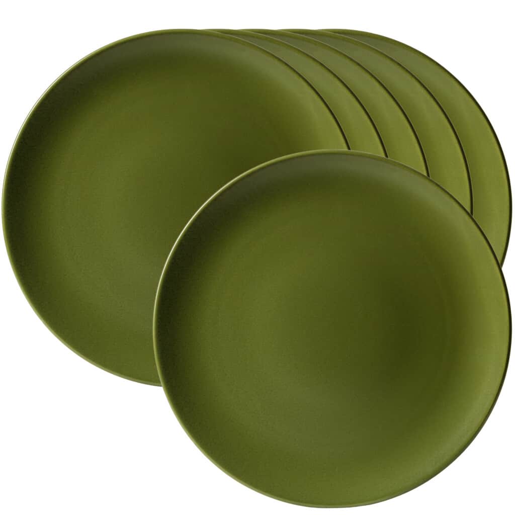 Set 6 farfurii intinse 27 cm, Verde Masliniu Mat