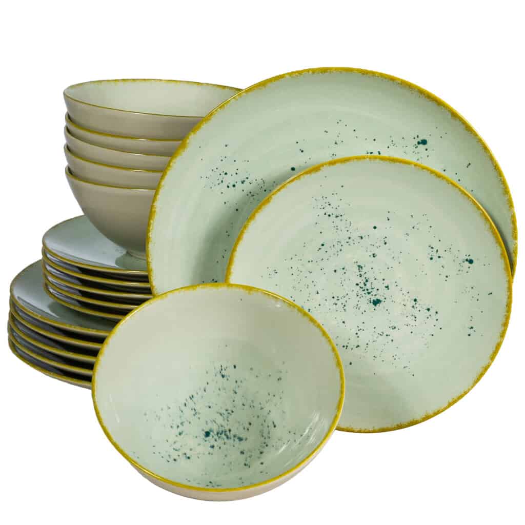 Set farfurii 18 piese, pentru 6 persoane, Light Pistachio, Cesiro, Verde Pastel Lucios