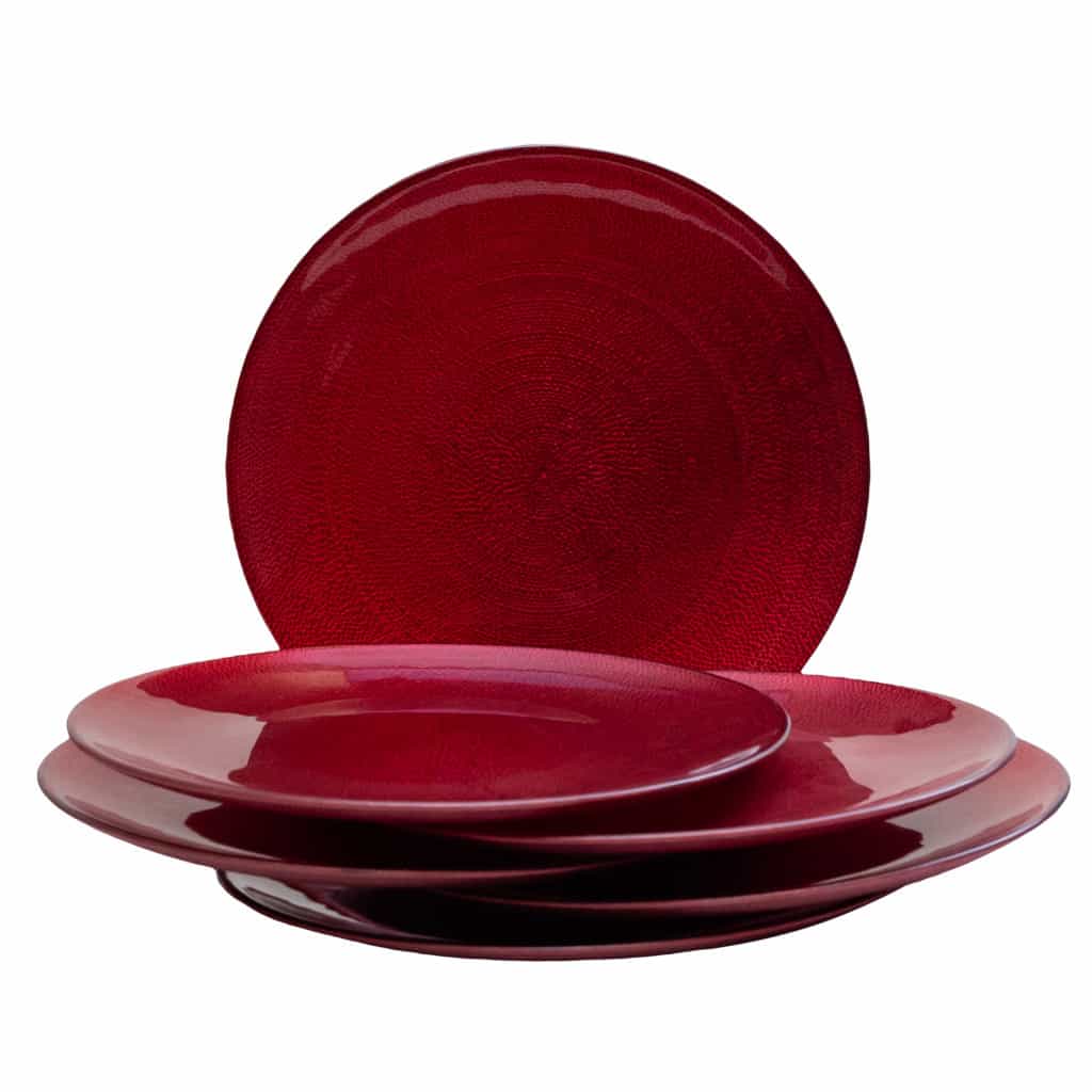 Set 6 farfurii desert Sticla Rosu, 21 cm