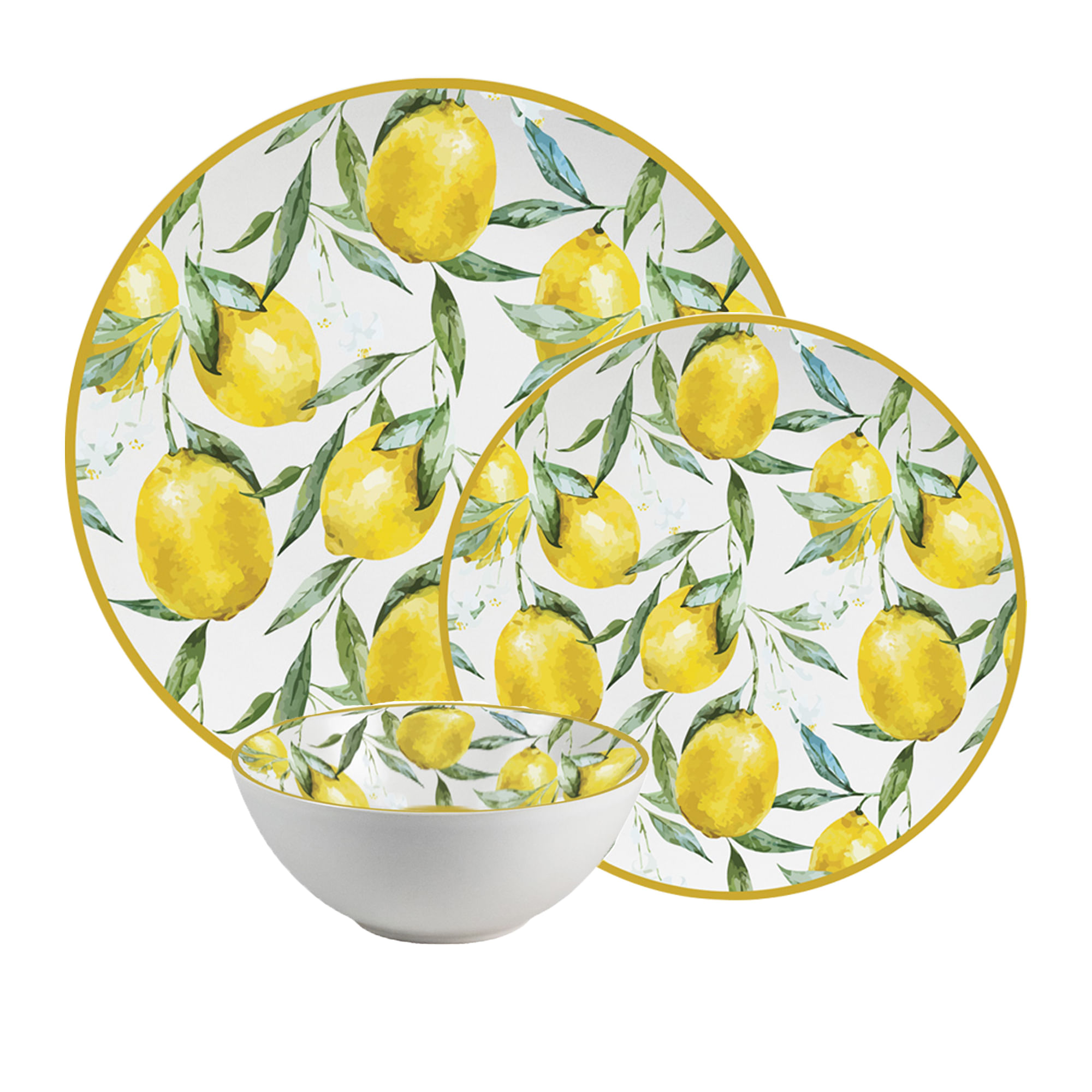 Set farfurii 18 piese, 6 persoane, set cu bol- Set de Veselă Limone di Lusso - Set Veselă Italiană Porțelan