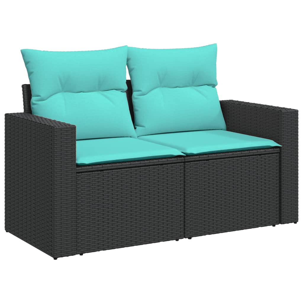 Set canapele de gradina cu perne, 10 piese, negru, poliratan — imaginea 4
