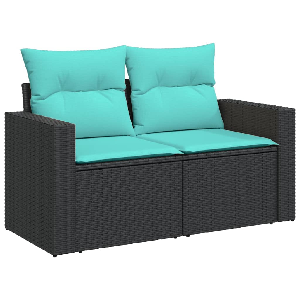Set canapele de gradina cu perne, 11 piese, negru, poliratan — imaginea 5