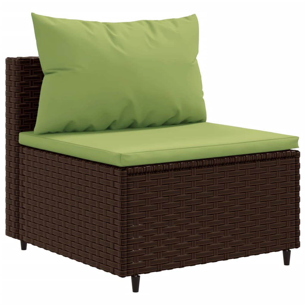Set canapele de gradina cu perne, 11 piese, maro, poliratan — imaginea 4