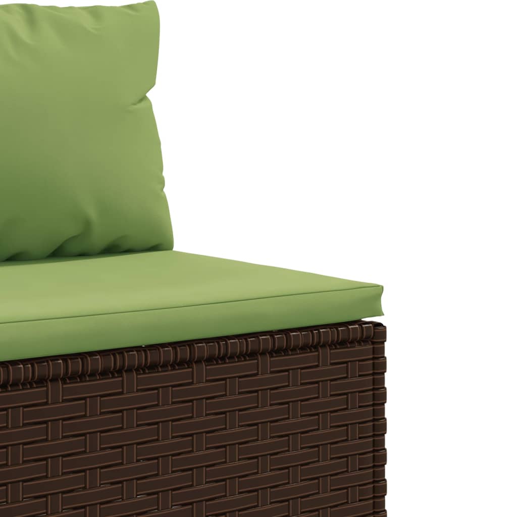 Set canapele de gradina cu perne, 11 piese, maro, poliratan — imaginea 8