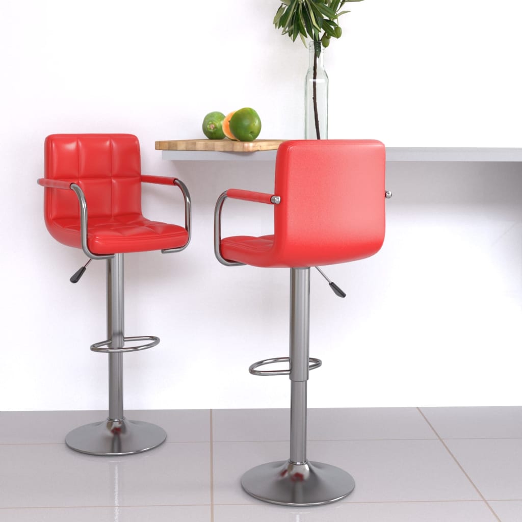 Scaune de bar, 2 buc., rosu, piele ecologica — imaginea 2