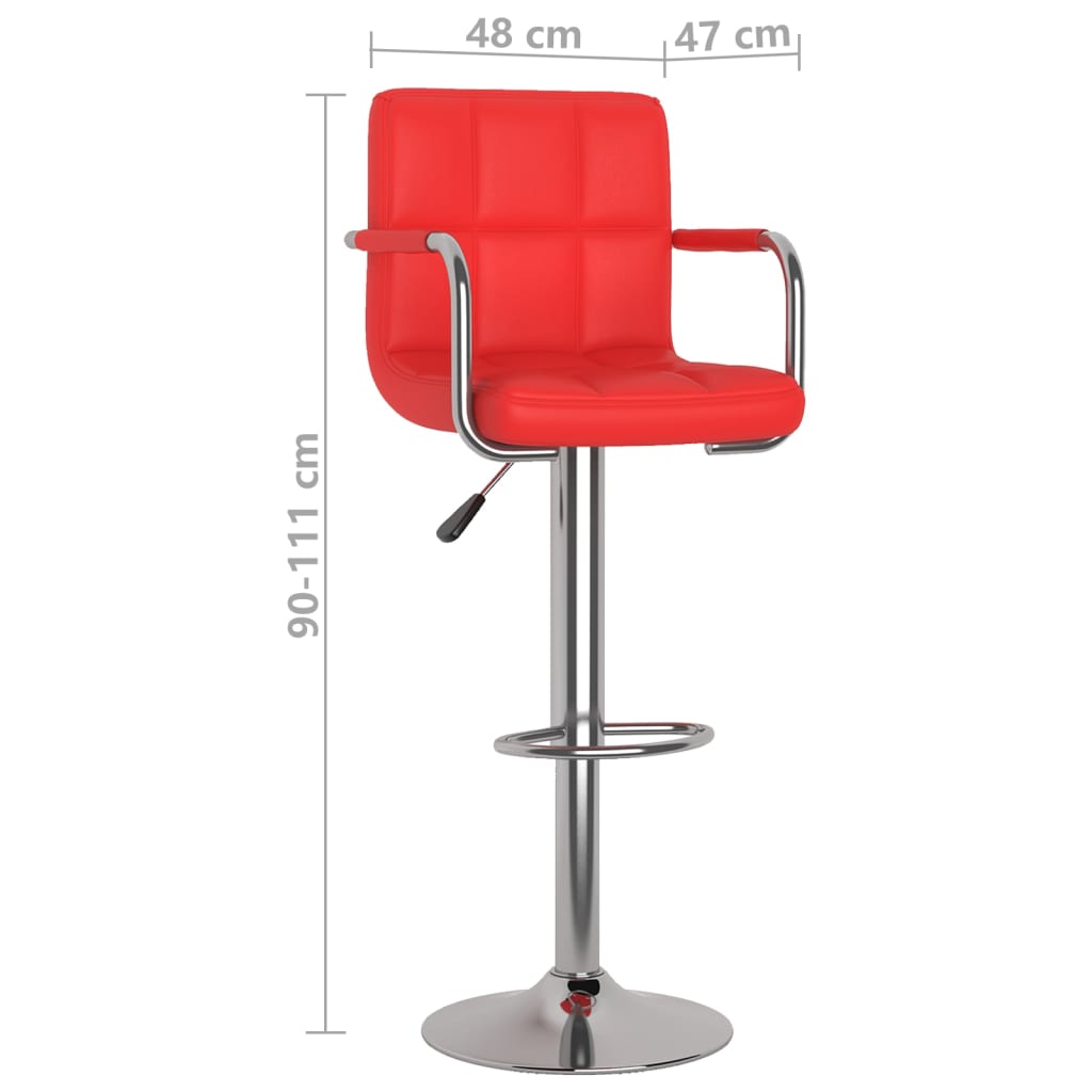 Scaune de bar, 2 buc., rosu, piele ecologica — imaginea 10