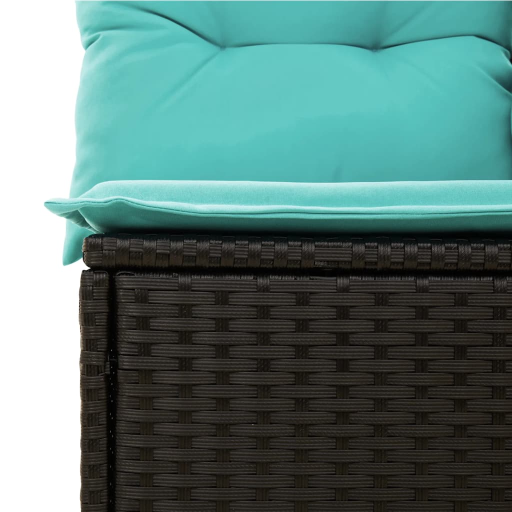 Set canapele de gradina cu perne, 6 piese, negru, poliratan — imaginea 6