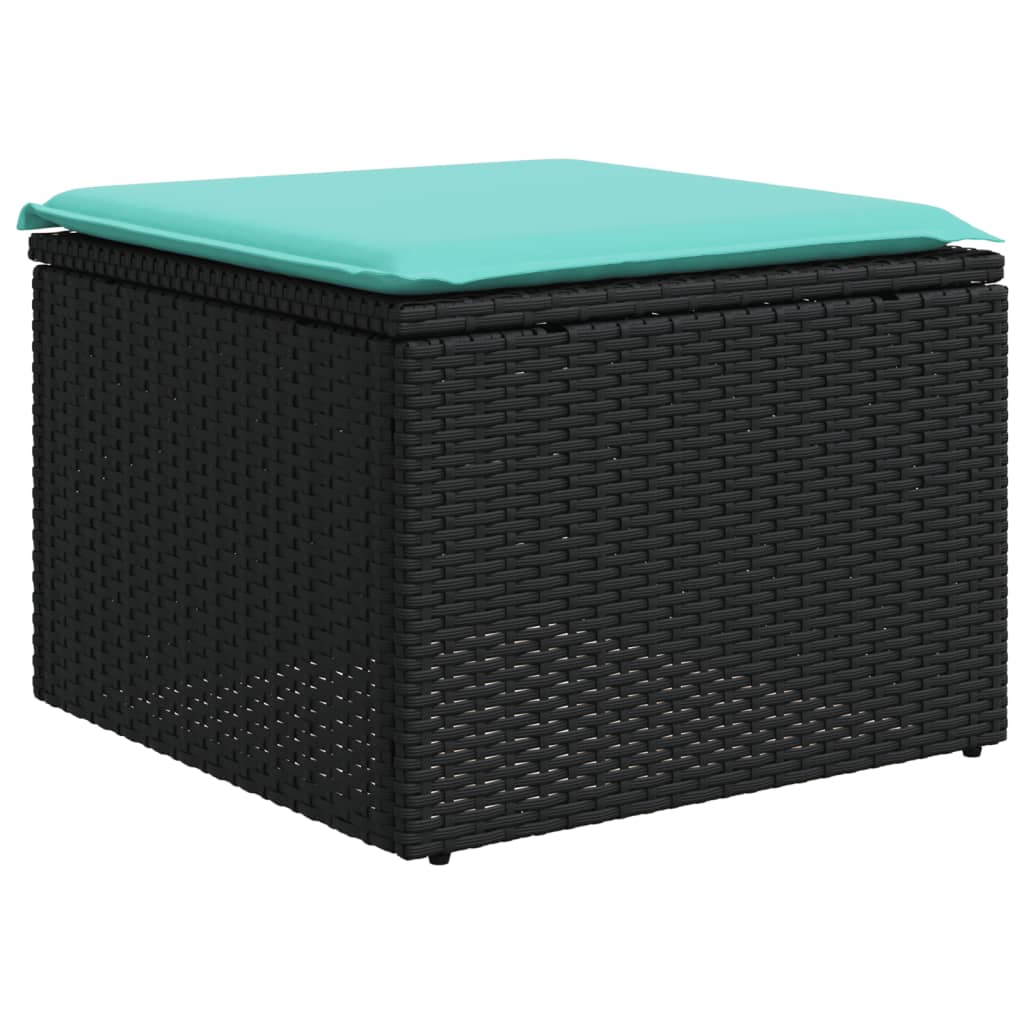 Set canapele de gradina cu perne, 7 piese, negru, poliratan — imaginea 6