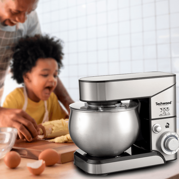 Mixer planetar Techwood TRO-1050, 1000W, 5L, inox, 6 viteze + pulse - imagine 4