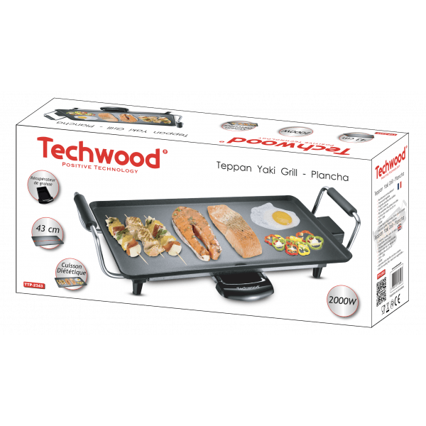 Gratar electric Teppan Yaki Techwood TTP-2343, 2000W, 43x23cm, termostat - imagine 2