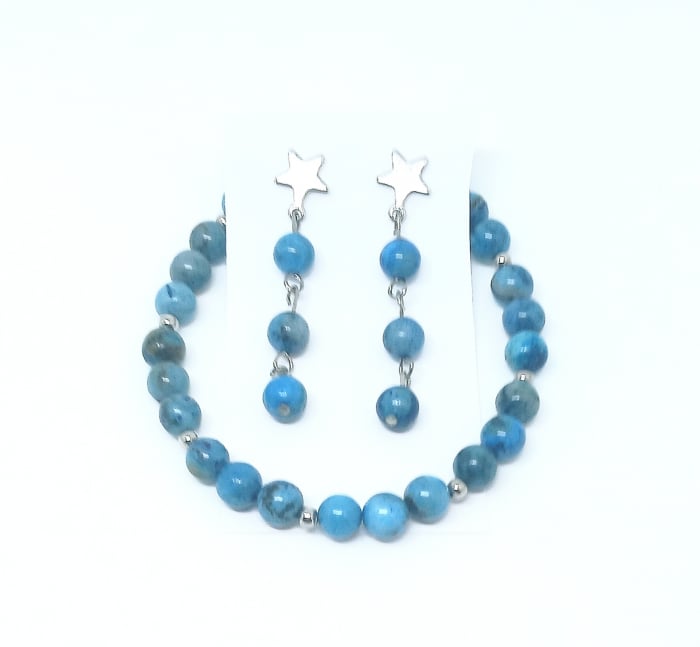 Set bijuterii Agate Albastre