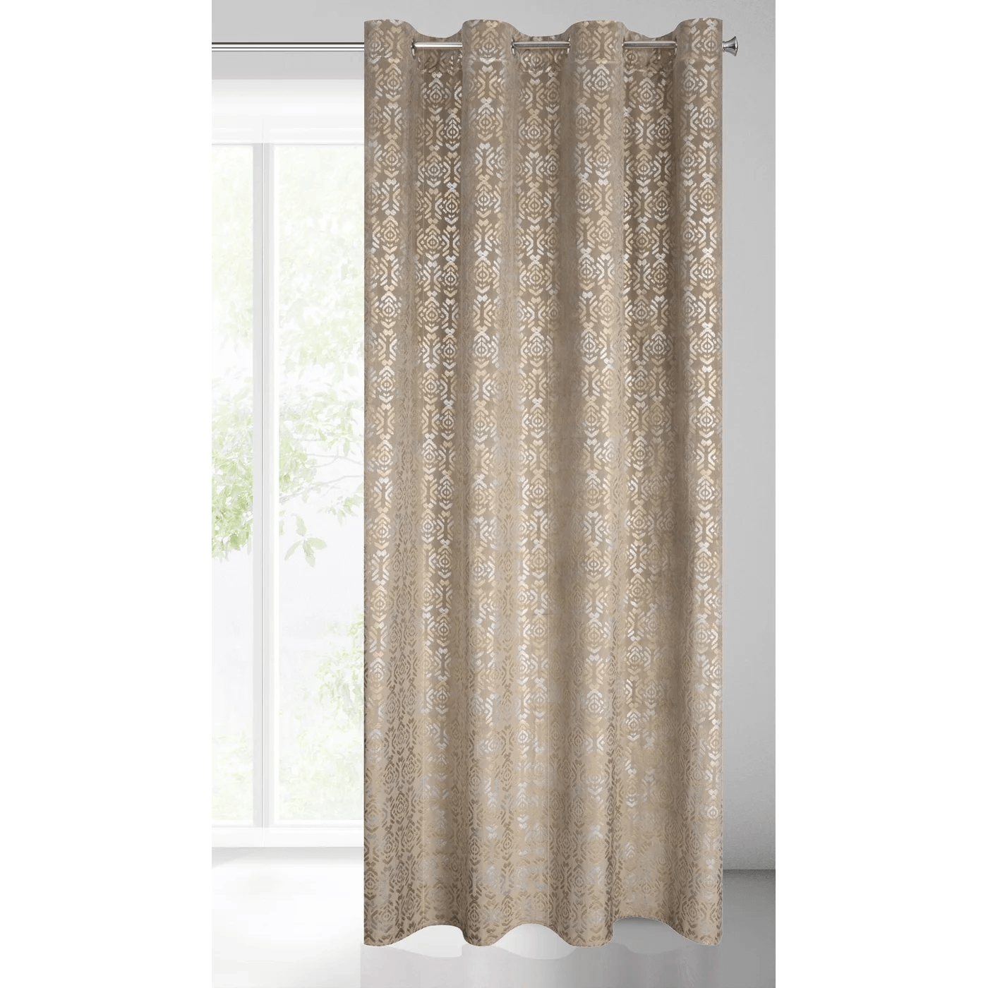 Draperie LAURA din catifea cu model de tip boho argintiu-auriu, 140 x 250 cm, - 4 | YEO