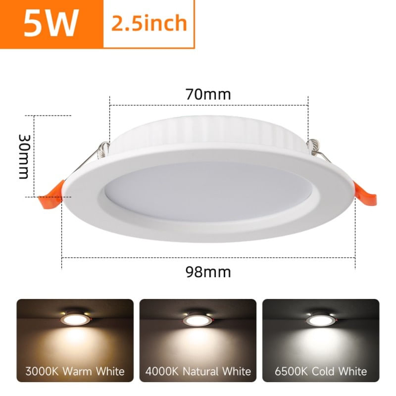 Spot LED Incastrabil Techstar® CMJ-TD-001, 5W, 1800lm, Lumina Neutra 4000K, IP44, Rotund Ultra Slim, 98x70x30mm, Alb - 2 | YEO