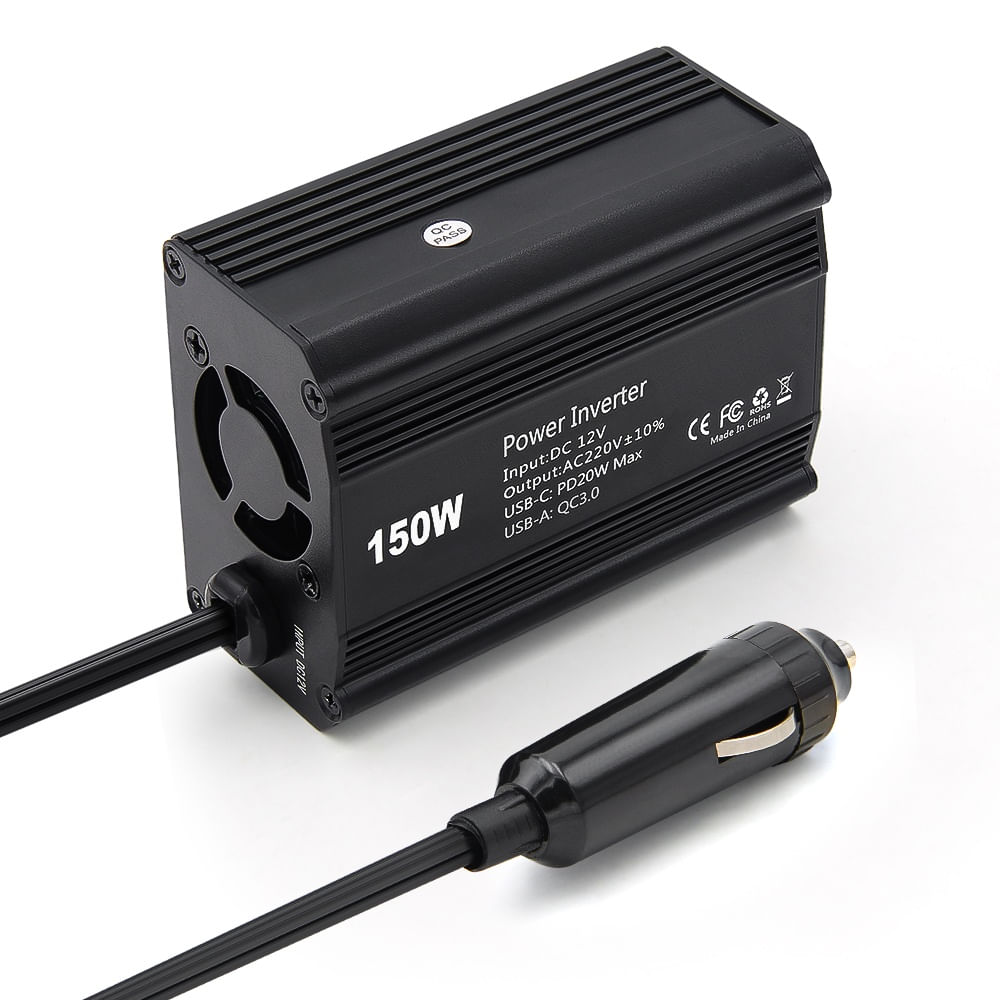 Invertor de Putere Auto Techstar® 150W - 12V DC la 220V AC, cu Porturi USB-C si USB-A pentru Incarcare Rapida - imagine 6