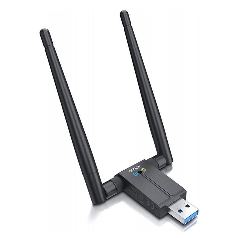 Adaptor Wireless Techstar® AC 1200 Dual-Band, 1200Mbps, USB 3.0, 2.4G/5G, Long Range, 2 Antene, Negru - 1 | YEO