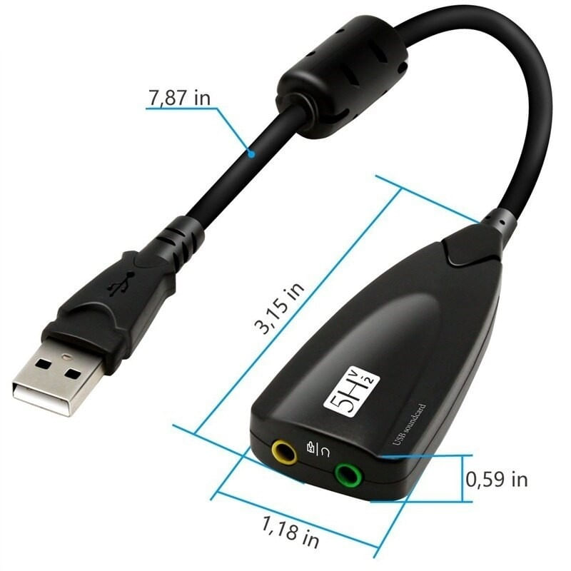 Adaptor Audio Techstar® 5HV2, USB 2.0, 2 x Jack Audio 3.5mm, Microfon, LineOut, Virtual Surround