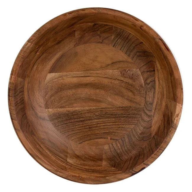 Bol de salata, din lemn, diametru 29x10.5cm, capacitate 3.5L, maro
