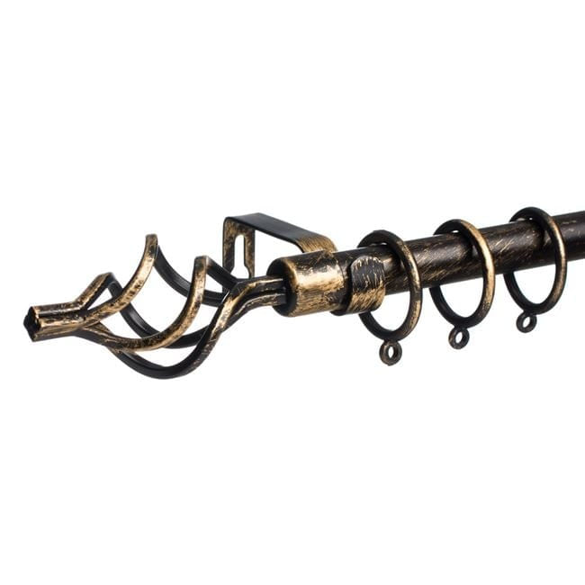 Galerie metalica pentru perdele, extensibila, cu finisaj vintage, 160-300 cm, auriu-negru