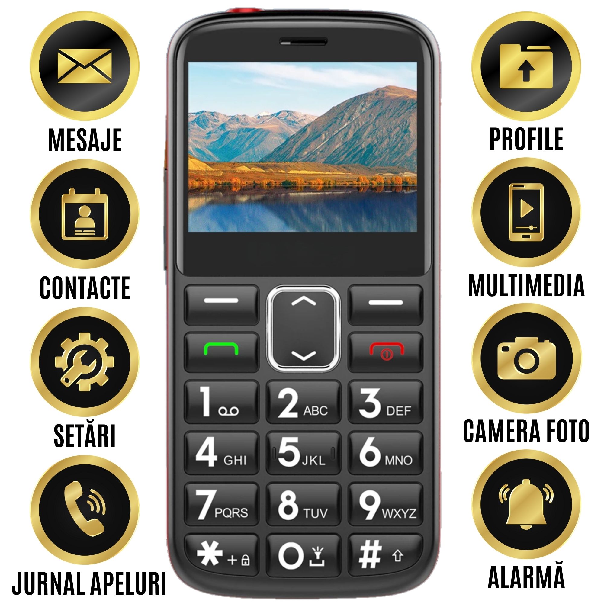 Telefon Mobil Seniori Taste Mari CZAY®, Meniu Limba Romana, Ecran Foarte mare, Camera Foto,Volum Puternic, 2G,Lanterna - 3 | YEO