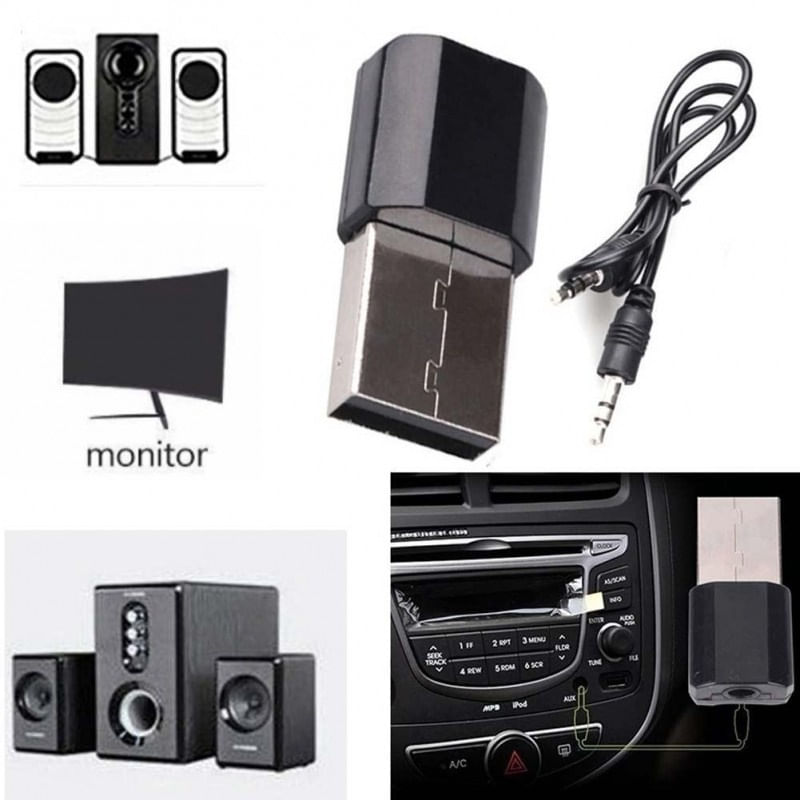 Mini Receptor Adaptor Bluetooth Car Kit Techstar®, Wireless cu USB si Auxiliar