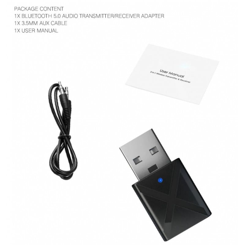 Adaptor Transmitator si Receptor Audio Techstar® Mini, Bluetooth 5.0 si 3.5mm Aux, Stereo, Wireless, pentru Auto sau TV - 1 | YEO