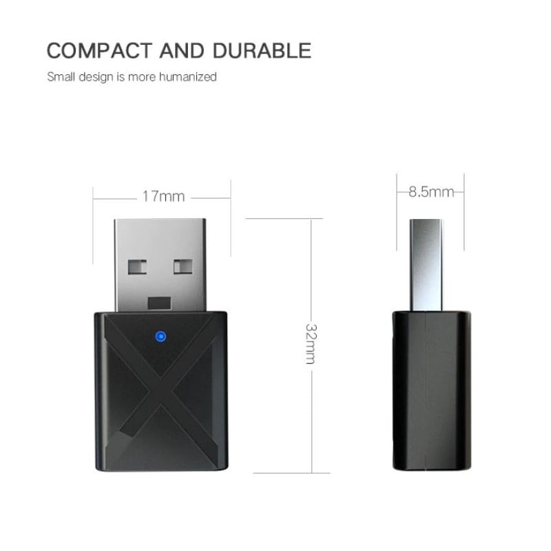 Adaptor Transmitator si Receptor Audio Techstar® Mini, Bluetooth 5.0 si 3.5mm Aux, Stereo, Wireless, pentru Auto sau TV - 3 | YEO