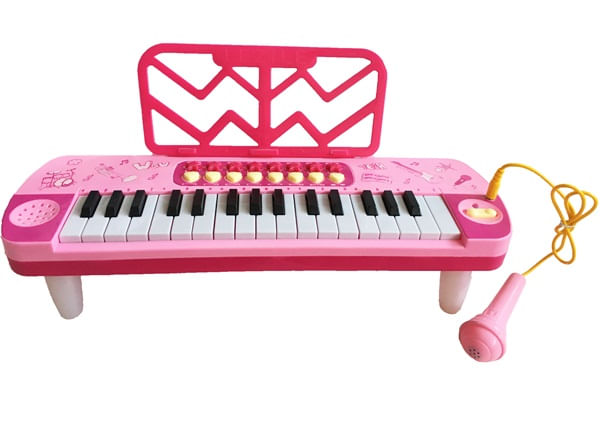 Orga electronica little musician cu microfon, roz - 4 | YEO