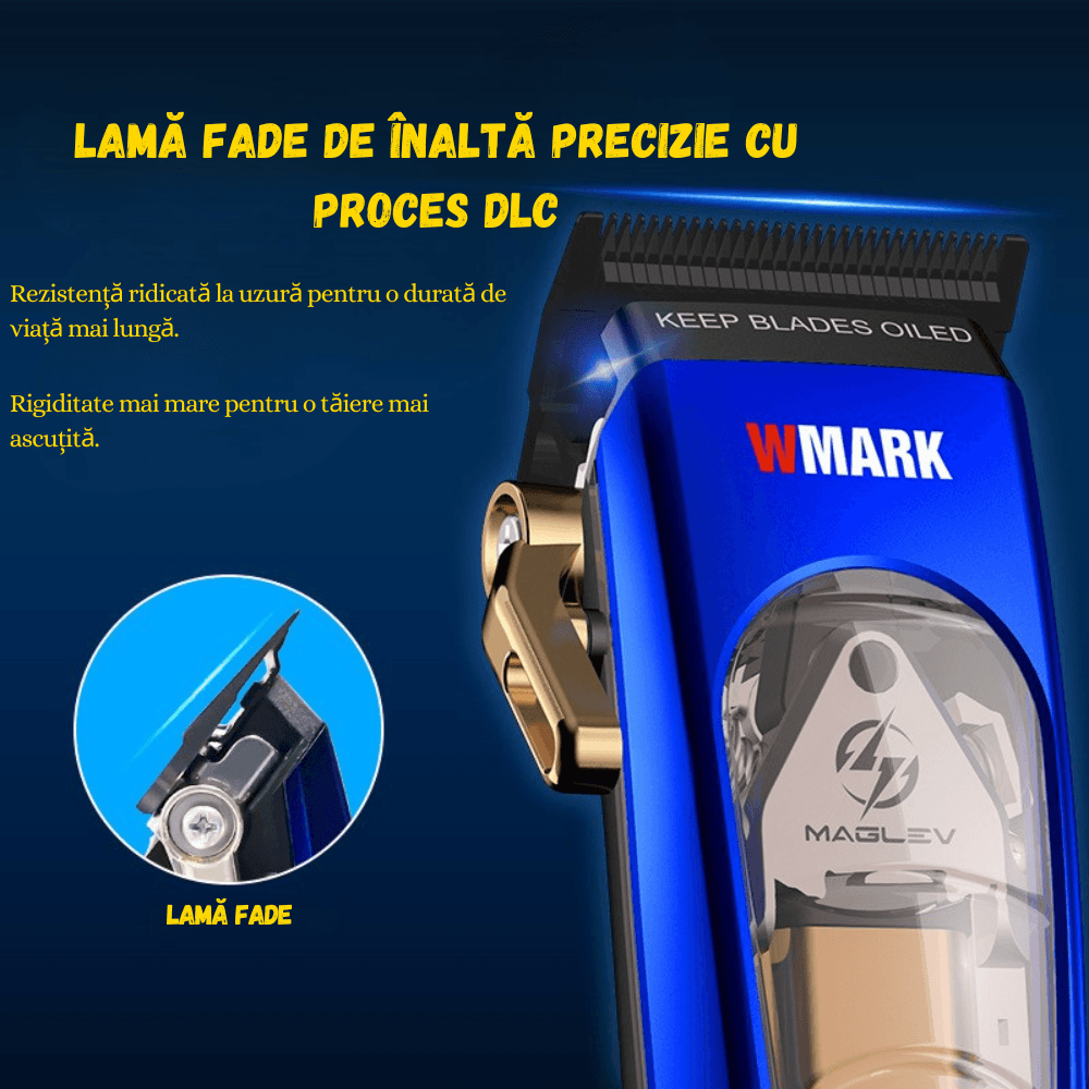 Masina Tuns Profesionala, 10.000 RPM, LED, Lame Titan, Zero Gap, USB Rapid, Rezistenta Apa, Albastra - 4 | YEO