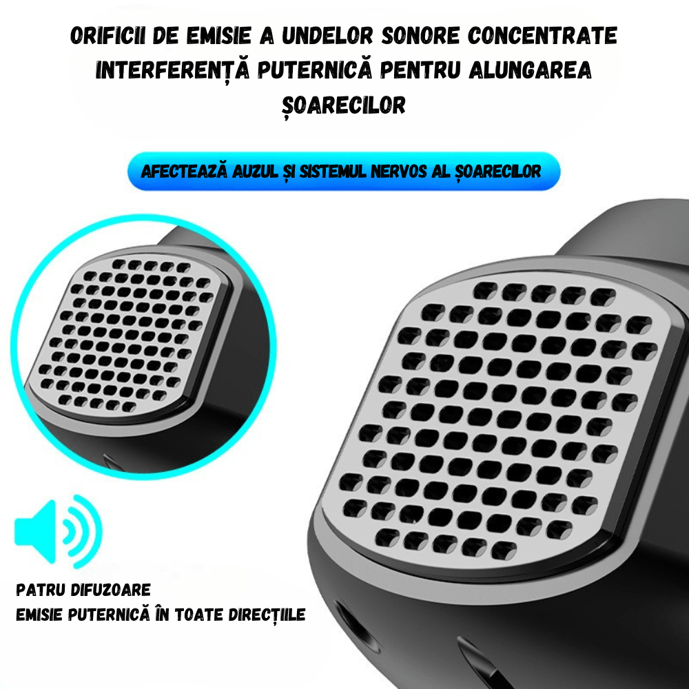Aparat Ultrasunete BIRAI BR04, 4 Difuzoare, Lumini, Anti Rozatoare/Insecte, 20-65kHz, 360°, 320mp, Negru — imaginea 3