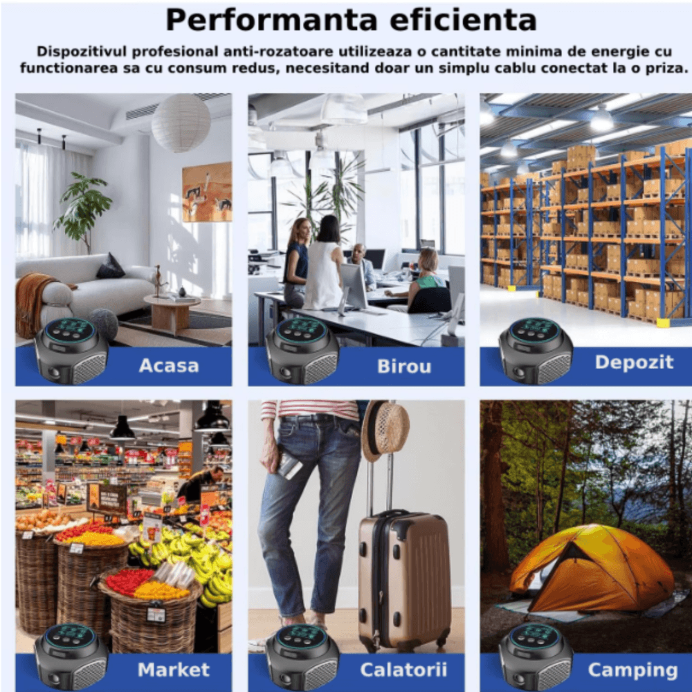 Aparat Ultrasunete BIRAI BR04, 4 Difuzoare, Lumini, Anti Rozatoare/Insecte, 20-65kHz, 360°, 320mp, Negru — imaginea 6