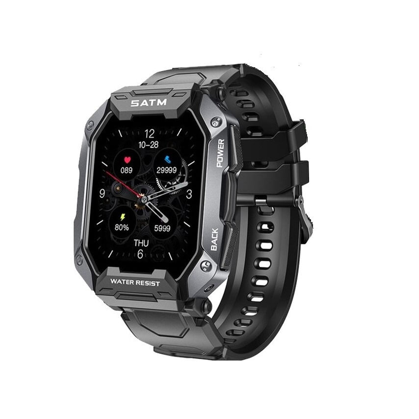 Ceas Smartwatch Sport, Model SATM Army D20, Bluetooth, IP67, Monitorizare 24h, Activitati Fizice, Negru