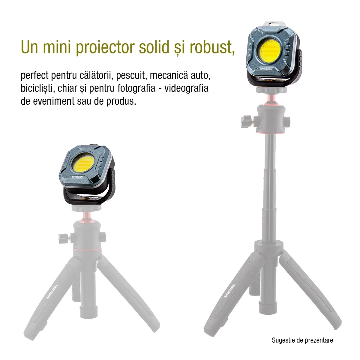 Mini Proiector Lanterna LED Tricolor + Rosu 5.7W, EMESZON®, Strobo, SOS, prindere Magnet, Stativ, albastru-negru — imaginea 6