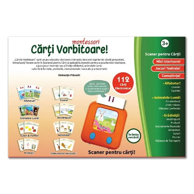 Joc de societate educativ electronic „Carti vorbitoare”, varsta 3+ ani, multicolor