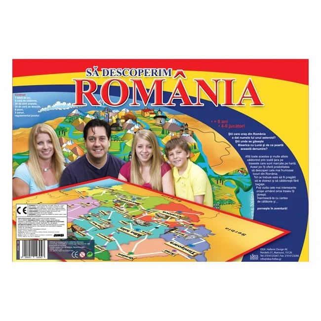 Joc de societate „Sa descoperim Romania”, varsta 8+ ani, multicolor