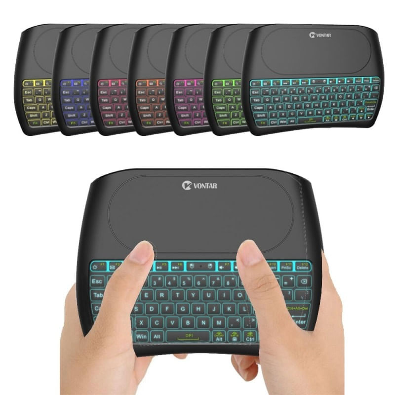Tastatura Wireless Techstar® Vontar D8, Iluminata, 7 Culori, Android TV, PC, Smart - 2 | YEO