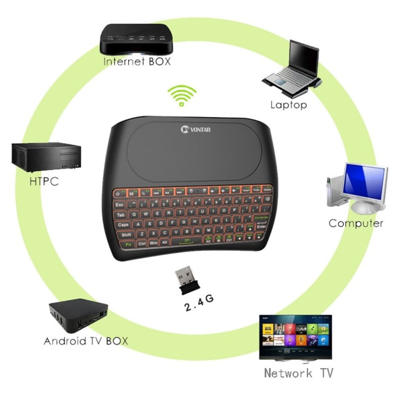 Tastatura Wireless Techstar® Vontar D8, Iluminata, 7 Culori, Android TV, PC, Smart - 4 | YEO