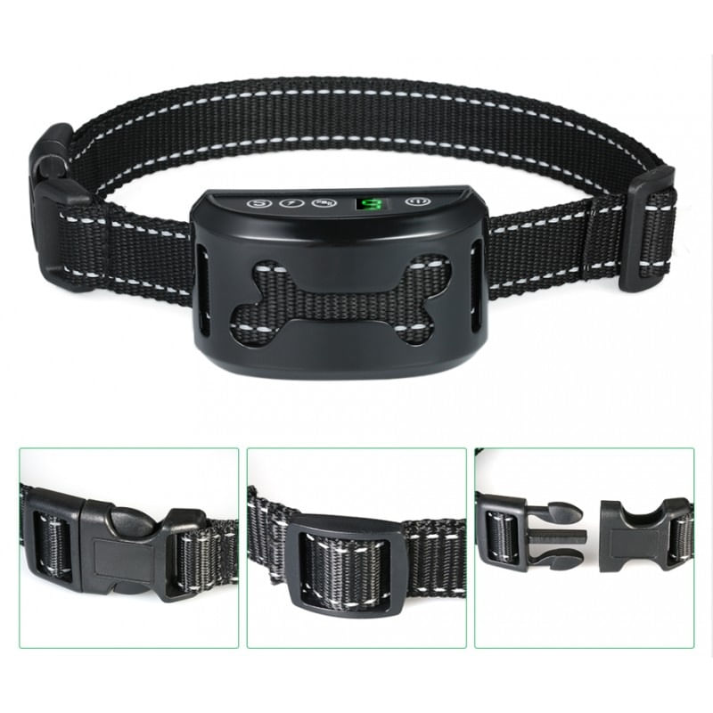 Dispozitiv tip zgarda anti-latrat cu sunet, vibratii, electrosoc reincarcabil usb pentru caini mici, medii, mari