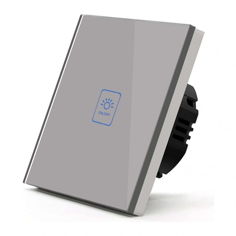 Intrerupator Touch Techstar® TG02, Sticla Securizata, Design Modern, Iluminare LED, 1 Faza, Gri - 2 | YEO