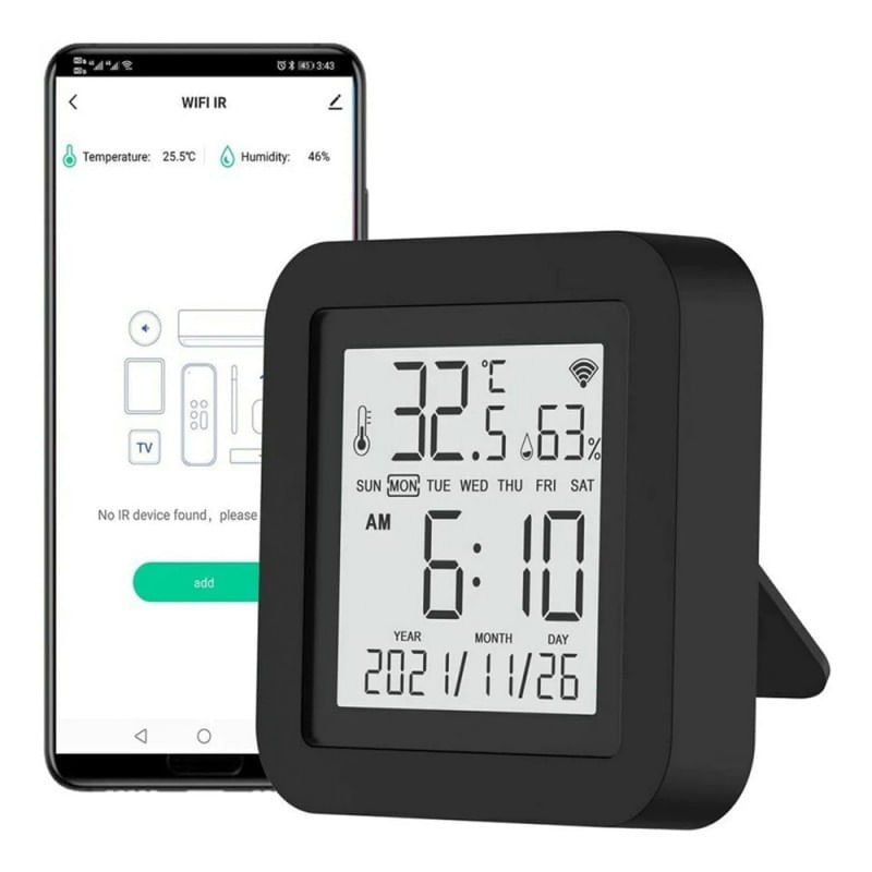 Senzor universal de umiditate si temperatura Tuya Smart, IR, Smart Wi-Fi, Ecran LCD, USB, Suport Alexa si Google - 4 | YEO