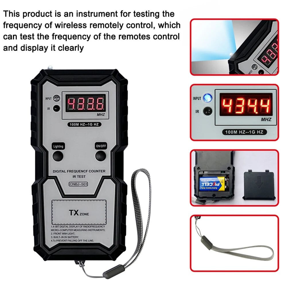 Tester Digital de Frecventa pentru Telecomenzi Auto Techstar, Inalta Precizie, 100M HZ to 1G HZ, IR, Lumina LED - 3 | YEO