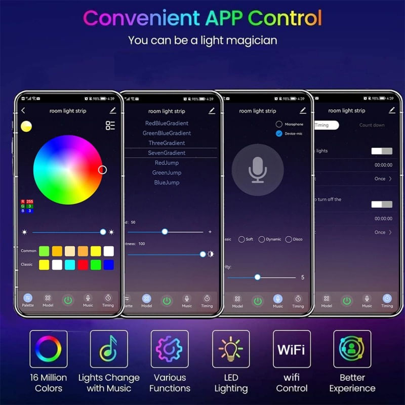 Kit banda LED RGB Smart WiFi Techstar®, SMD 5050, 5m, DC 5V, USB, Control Vocal, Compatibila cu Alexa Amazon si Google - 2 | YEO