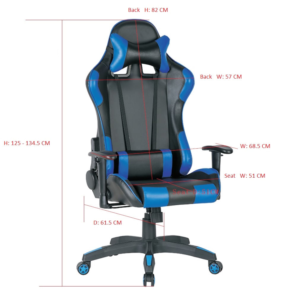 Scaun gaming US90 Silverstone, negru si albastru, 68.5x61.5x125-134.5 cm