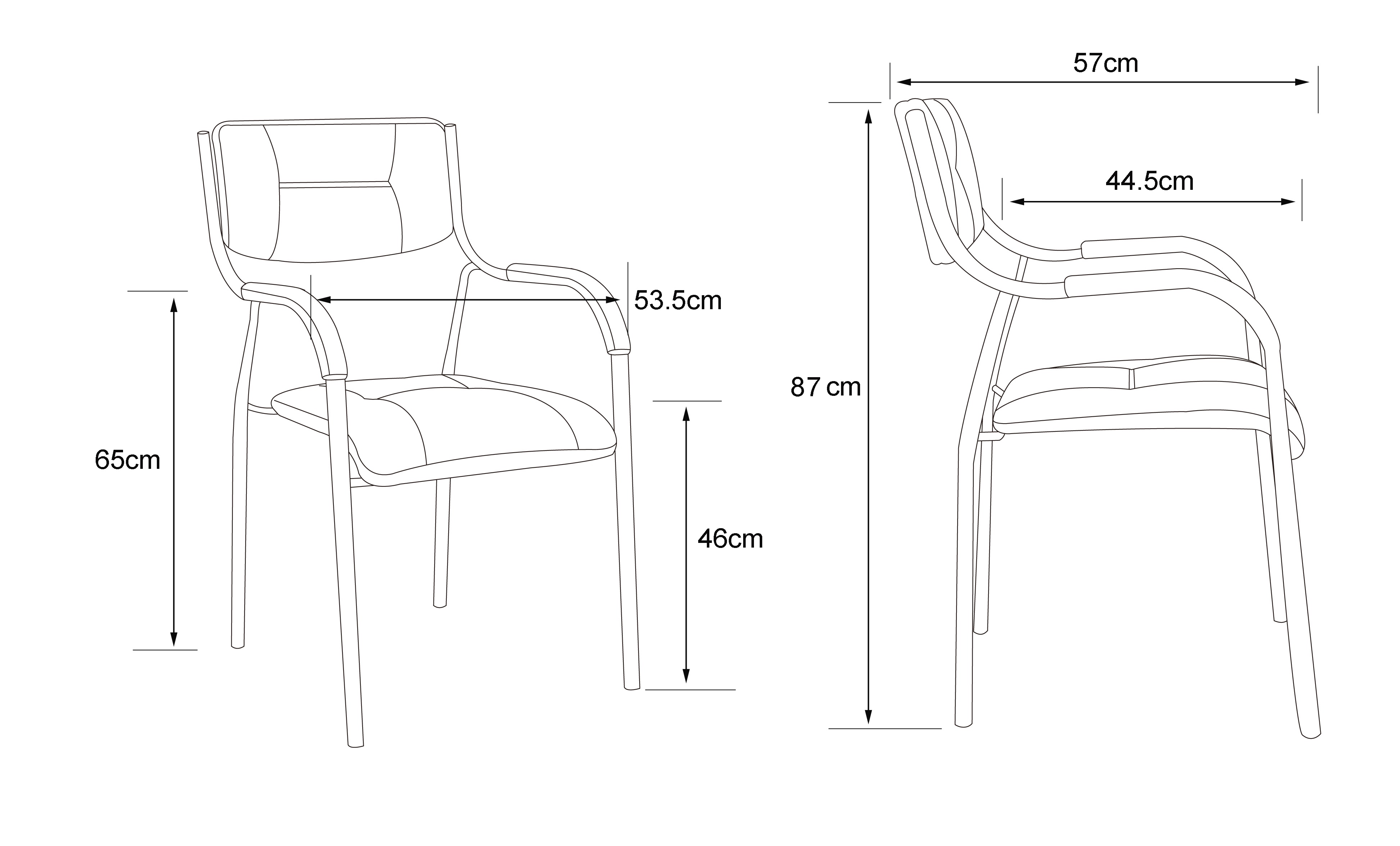 Scaun vizitator cu manere, bej, 53.5x57x87 cm