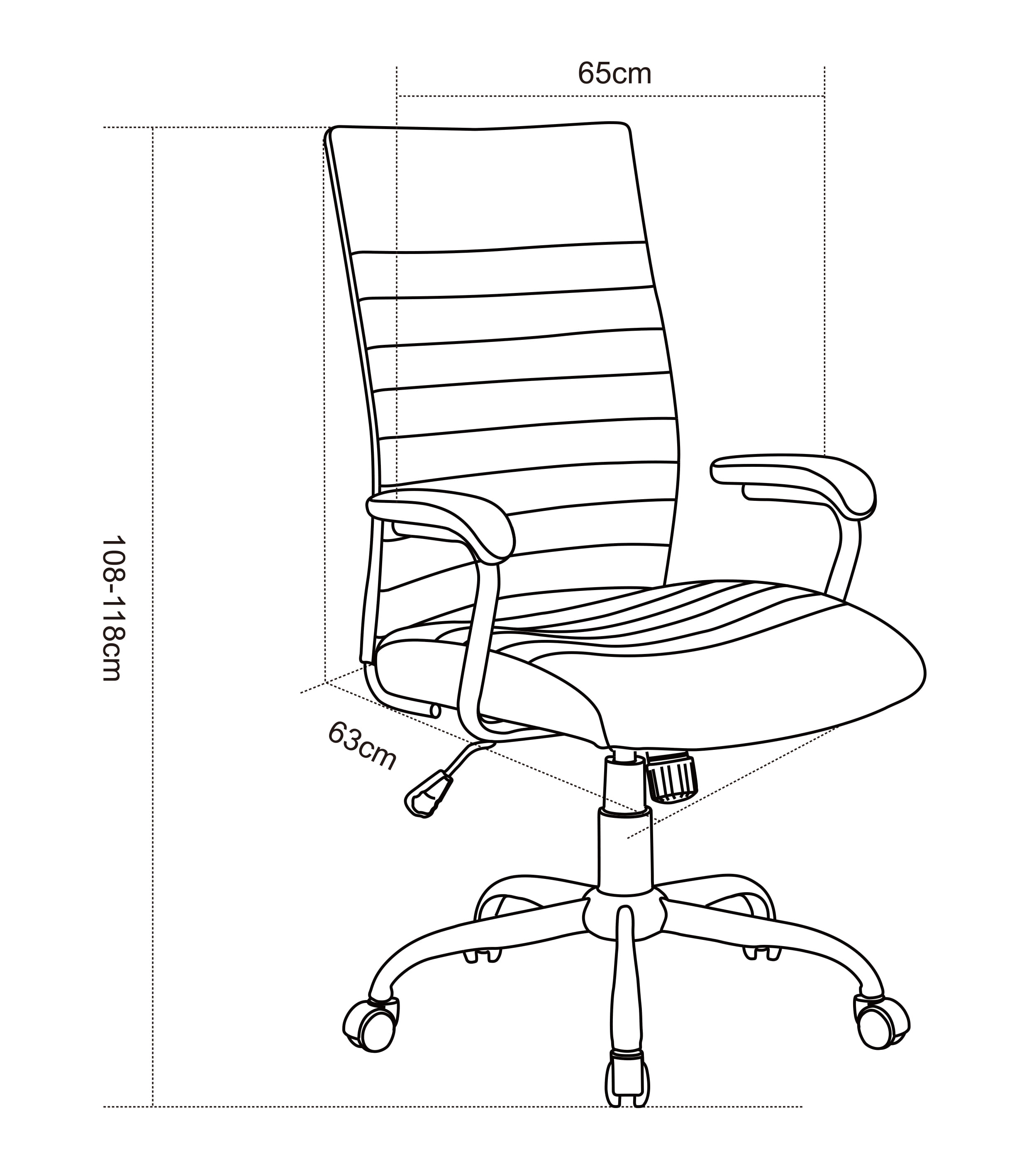 Scaun de birou directorial Davik, negru, 65x63x108-118 cm