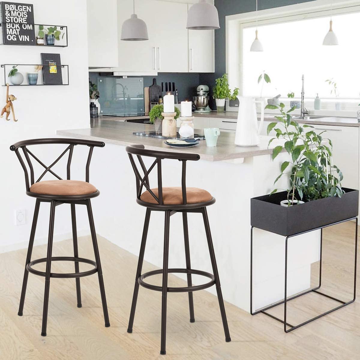 Scaun bar Hailey, maro, 56x43x99 cm - 4 | YEO