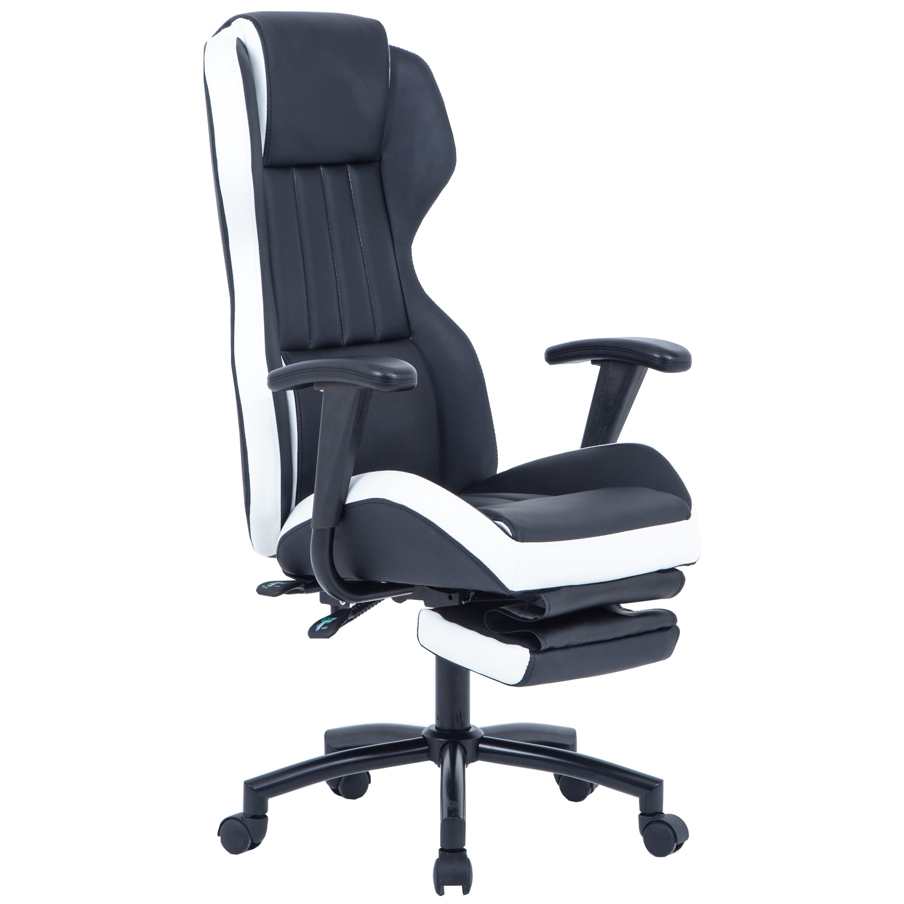 Scaun de birou directorial US77 Kronos, negru si alb, 65x64x114-122 cm - 4 | YEO